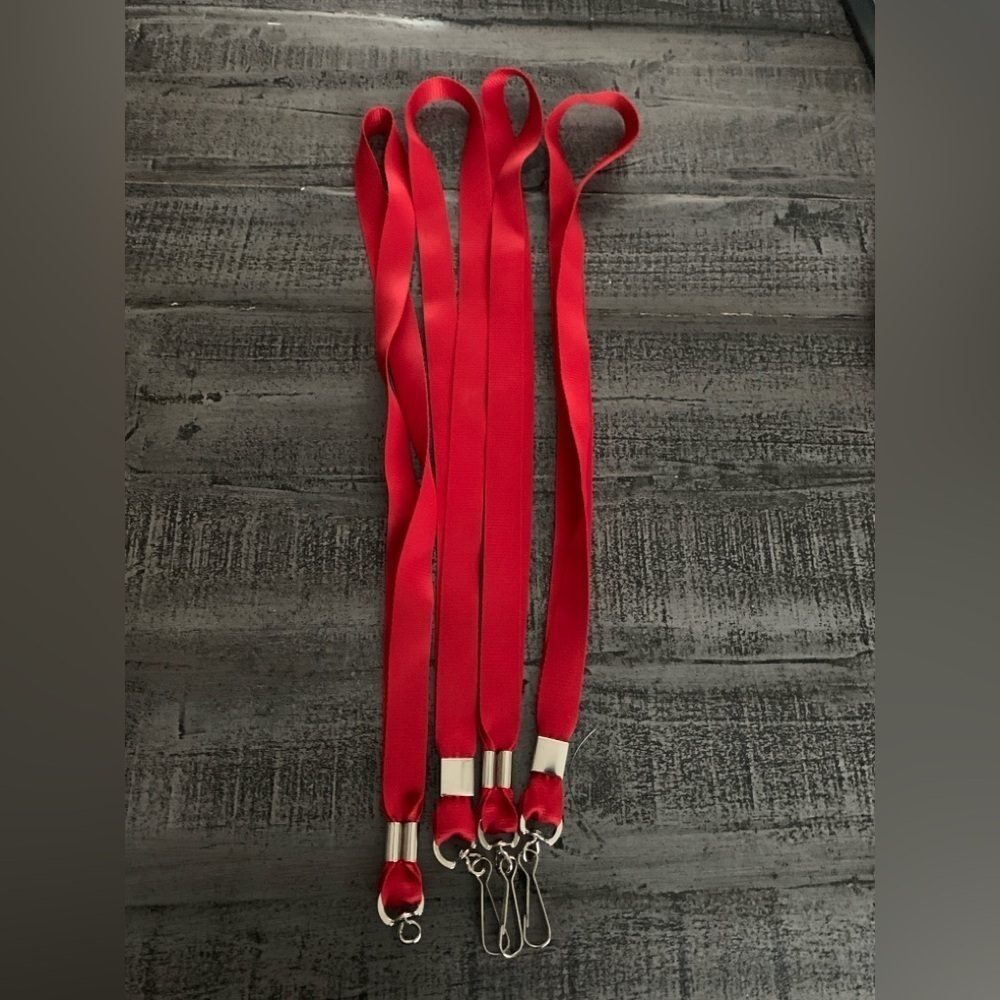 Red Lanyards with Silver Clips 4 total lanyards.